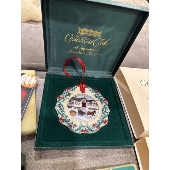 Longaberger Club Christmas China Ornaments THREE Set 1996, 1997, 1999  +Case - Picture 10 of 14